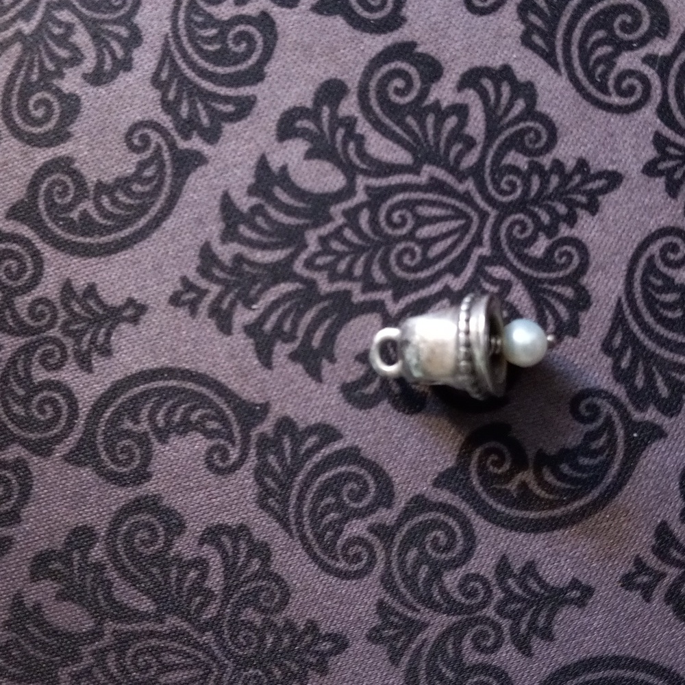 Pandora Silver Bell w/Cultured Pearl Dangle
